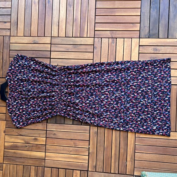 A Pea In The Pod Dress Womens One Size Black Floral Pleated Maternity Midi New - Picture 12 of 15